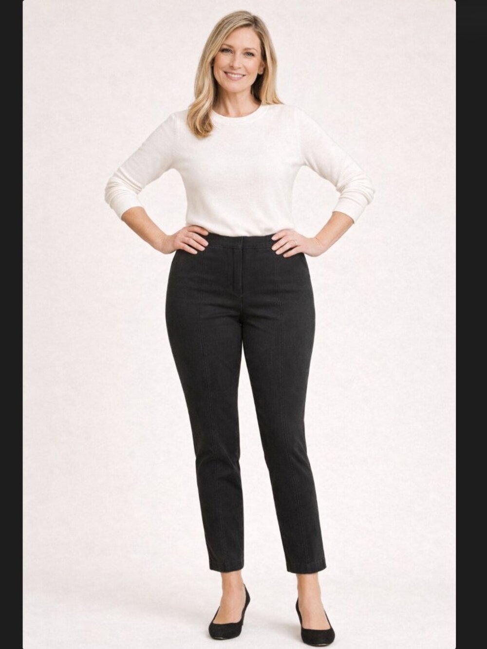 J. Jill Bi-Stretch Pants 10P Faded Black Straight Ankle Career Cotton Zip Pocket
